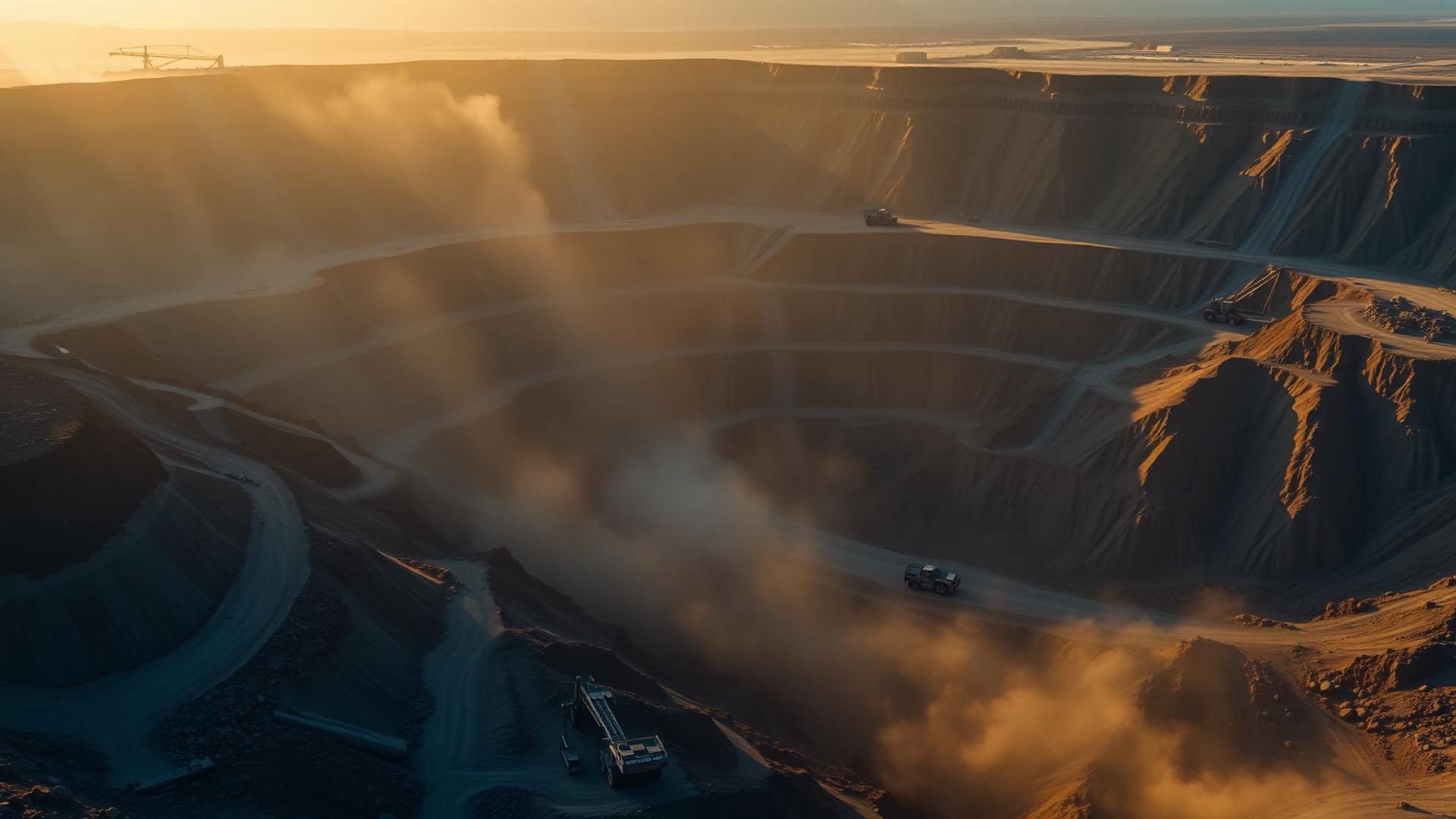 Aerial view of an open-pit mine